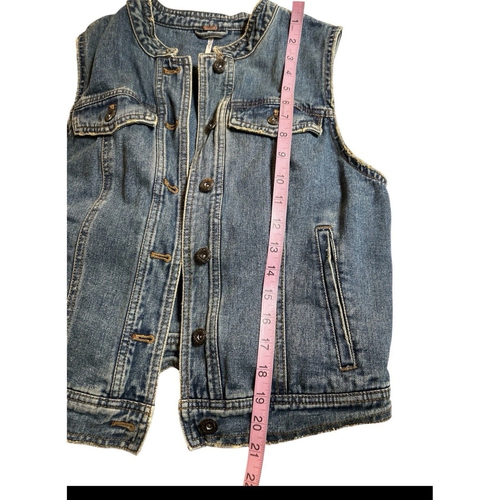 Free People Denim Vest Size S Blue Gilet Northern Light Western Cottage - Picture 5 of 7
